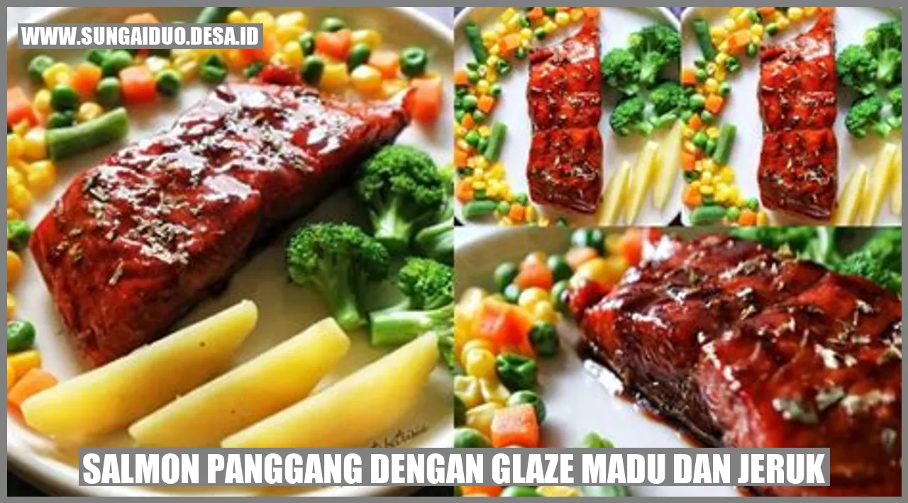 salmon panggang dengan glaze madu dan jeruk